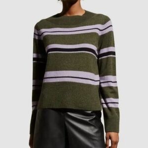 $336 LT Lisa Todd Olive Green Lilac Purple Cashmere Sweater Size Medium